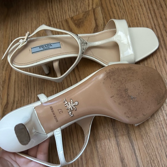 Prada White Kitten Heels Slingback Sandals - Picture 6 of 8